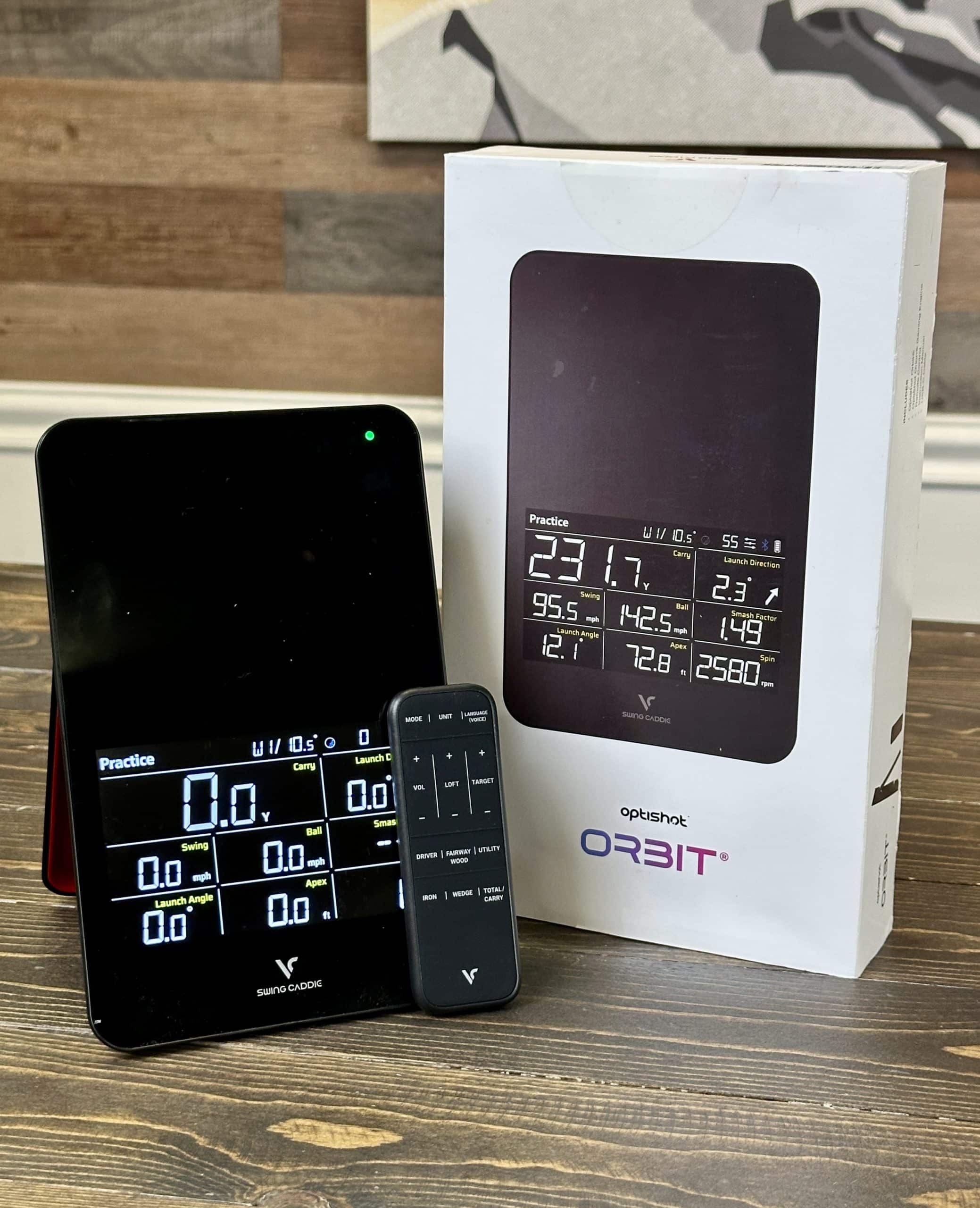 Optishot Orbit golf launch monitor with remote and box