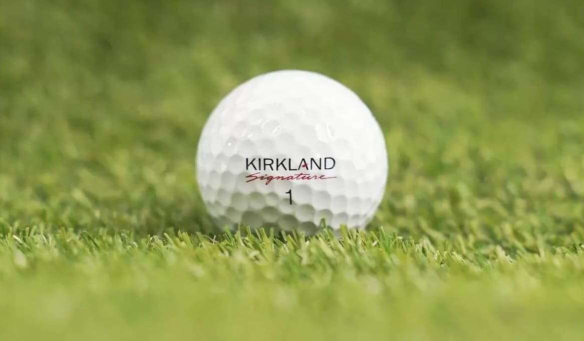 Kirkland Signature golf ball on green grass