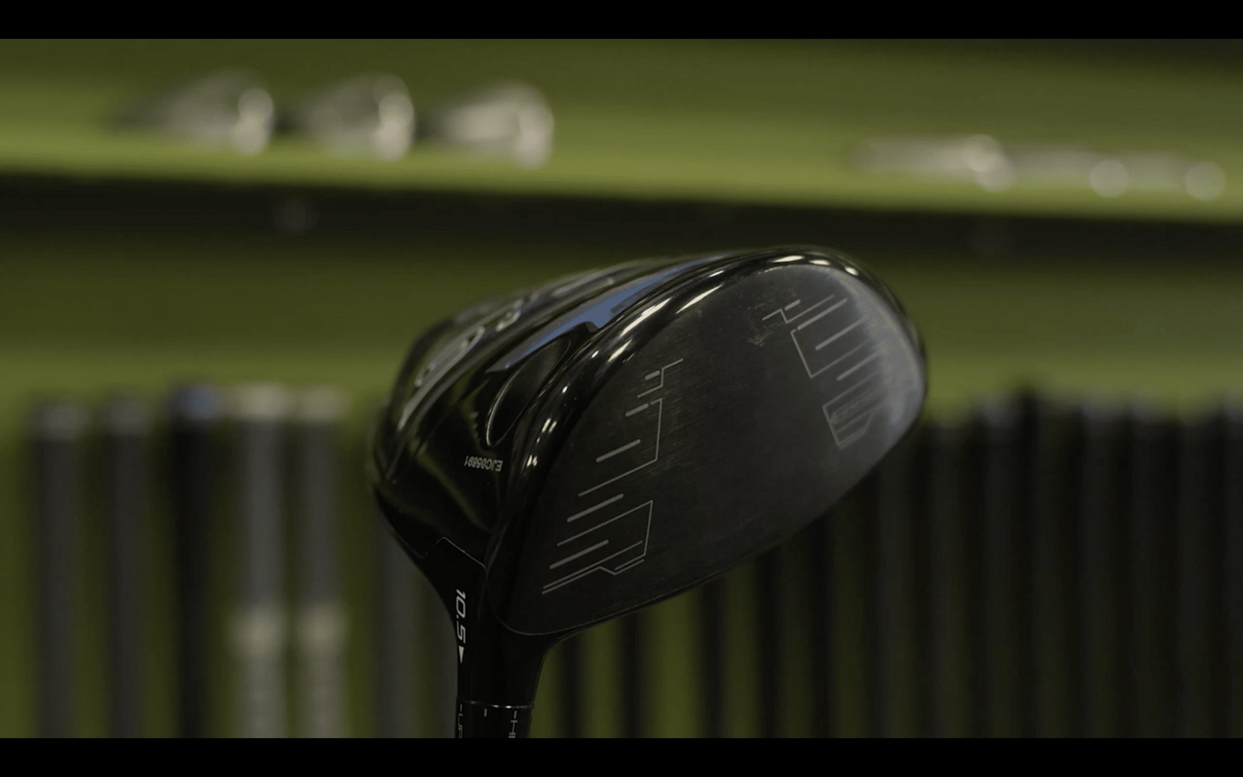 Close-up of a black golf driver head