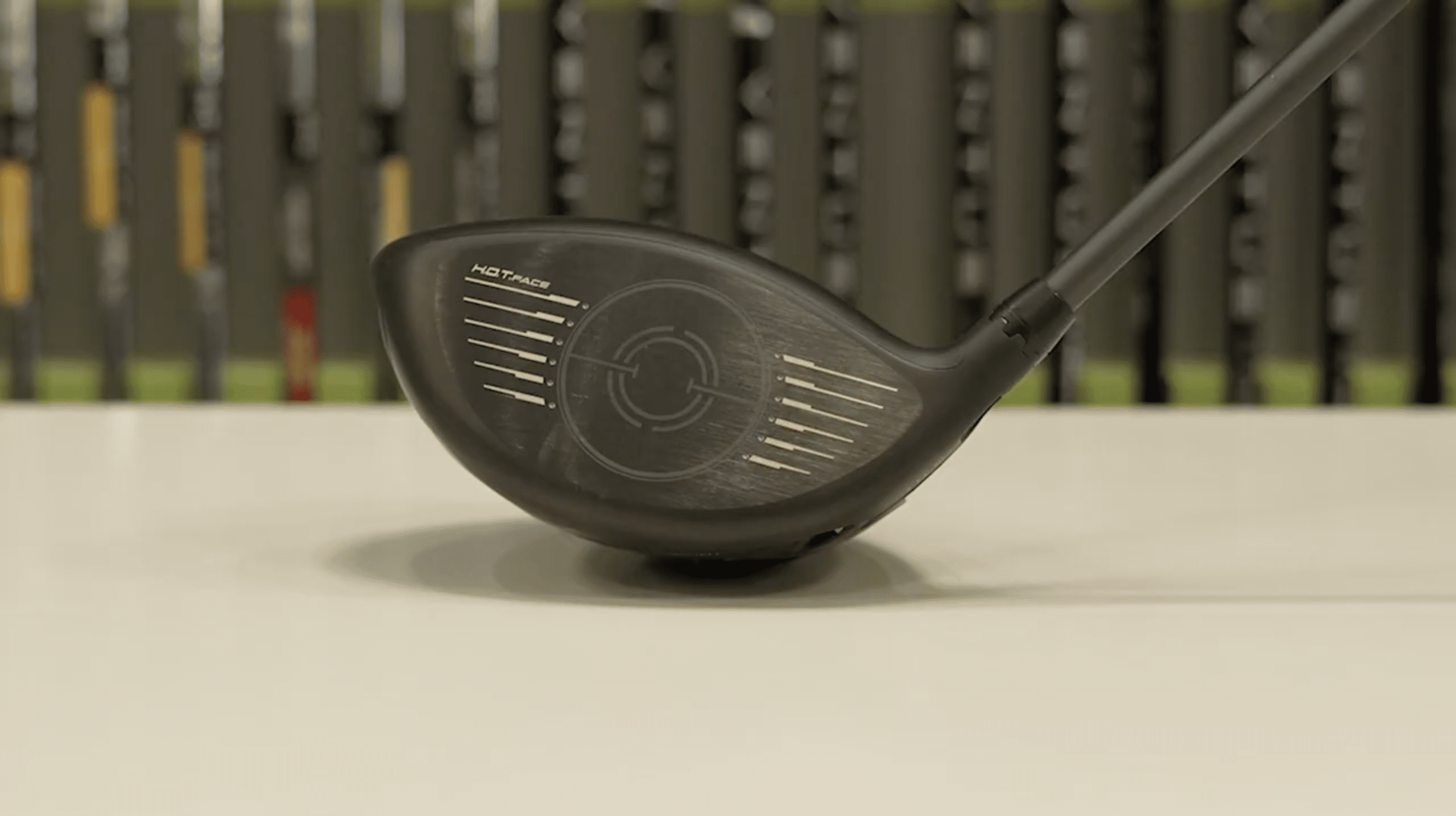 Close-up of a golf driver clubface