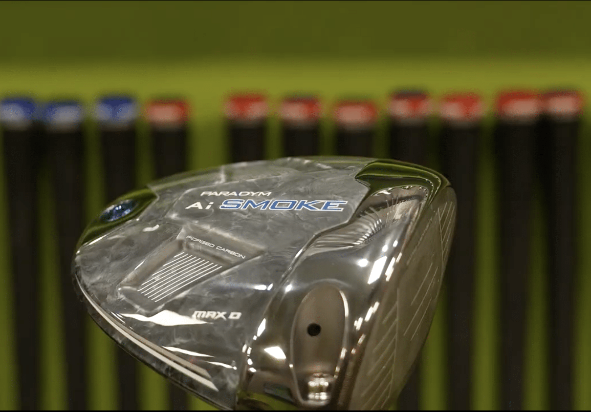 Close-up of a modern golf driver head