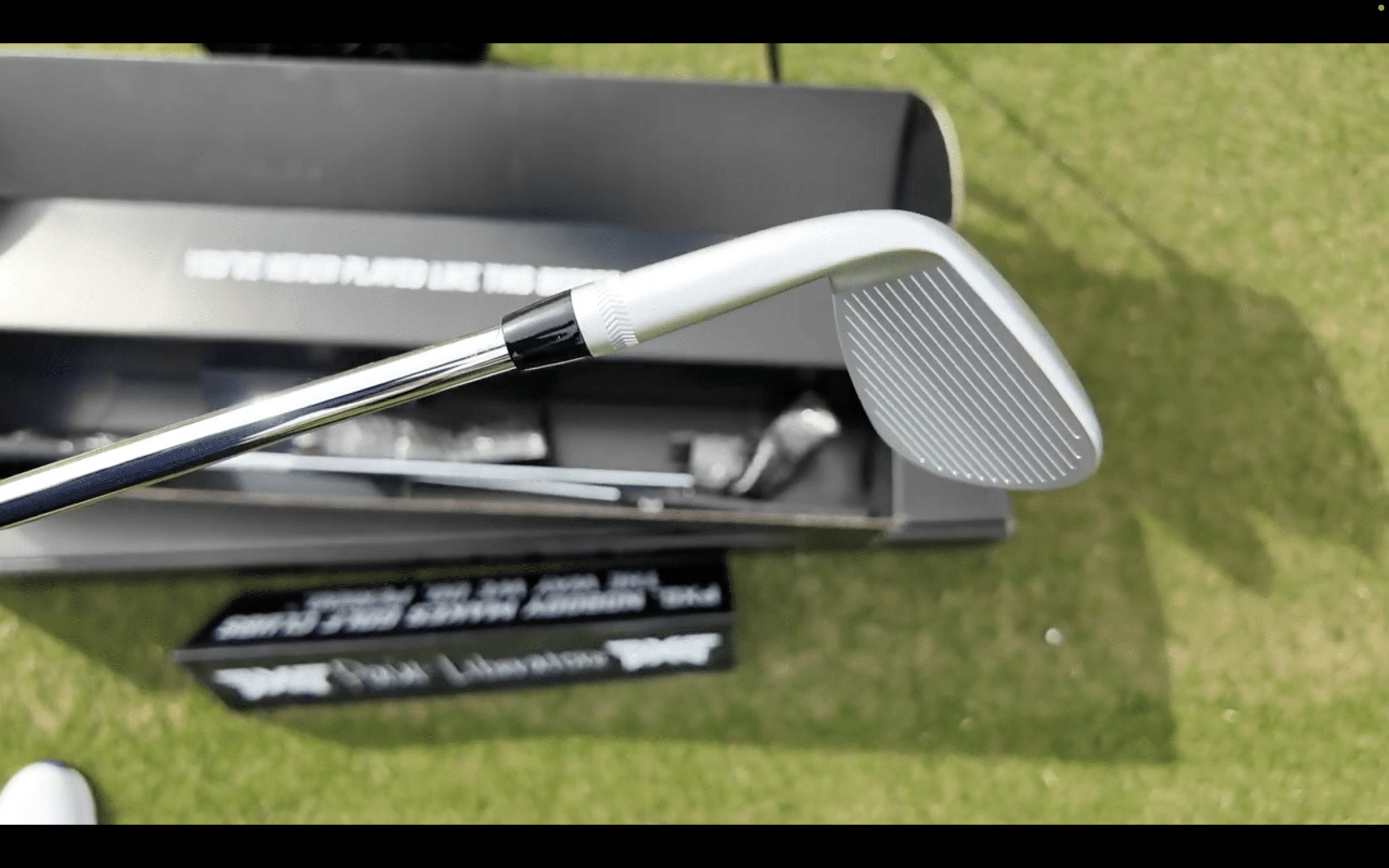 Close-up of a golf club iron head