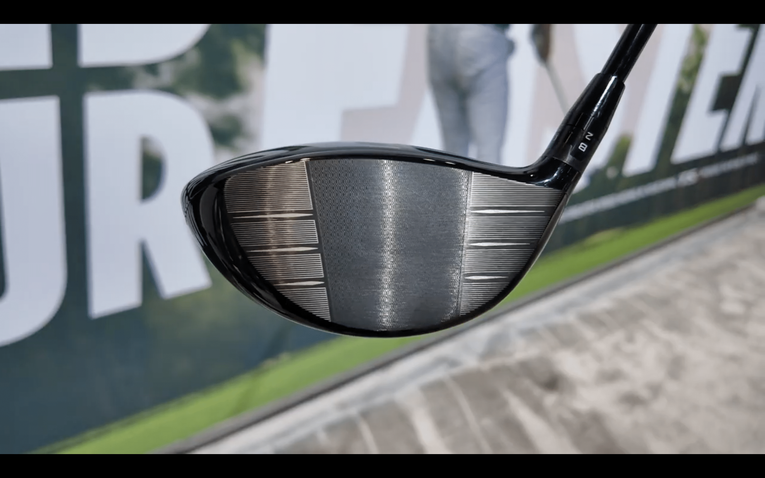 Close-up of modern golf driver clubface
