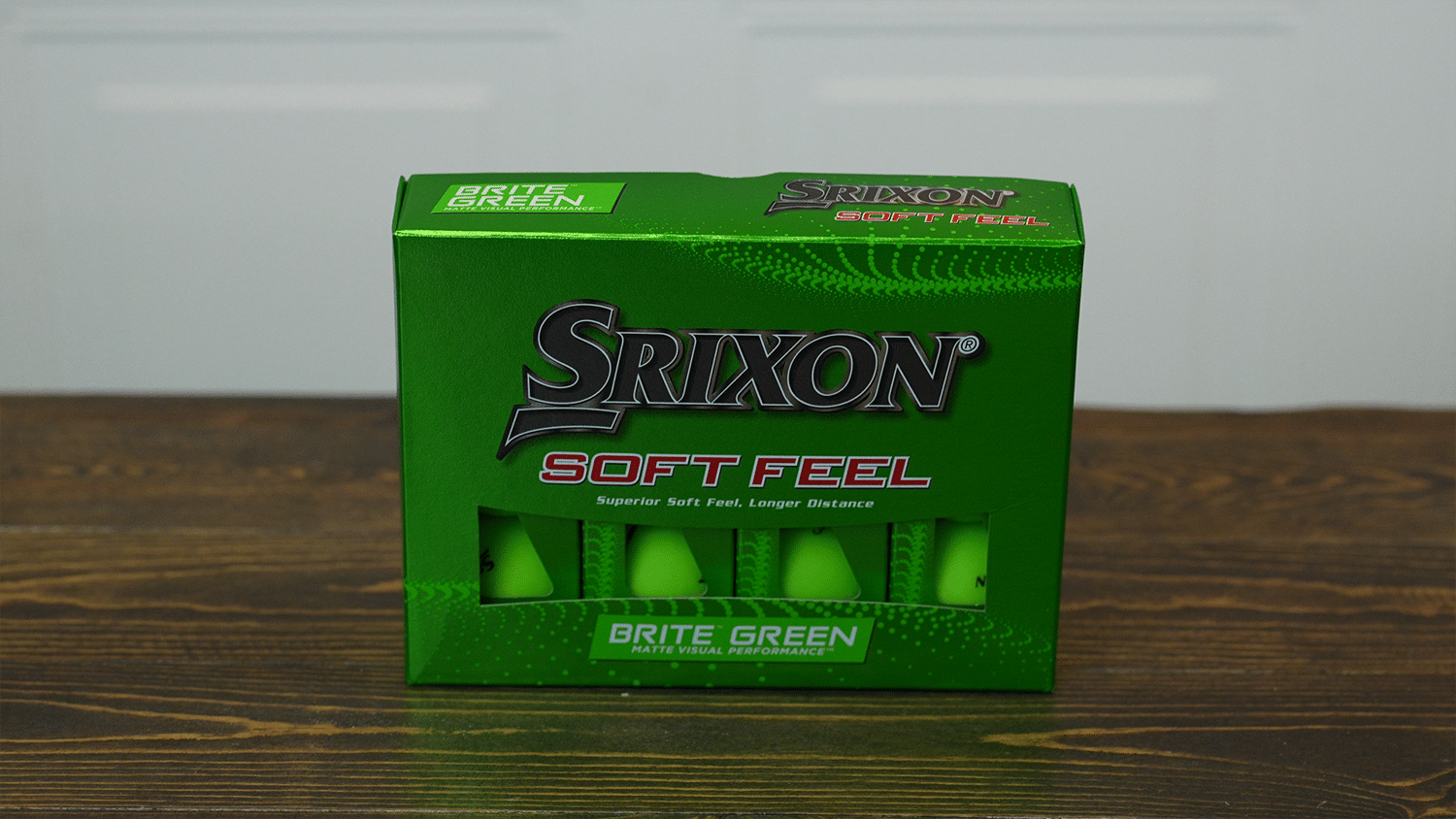 Srixon Soft Feel Brite Green golf balls box