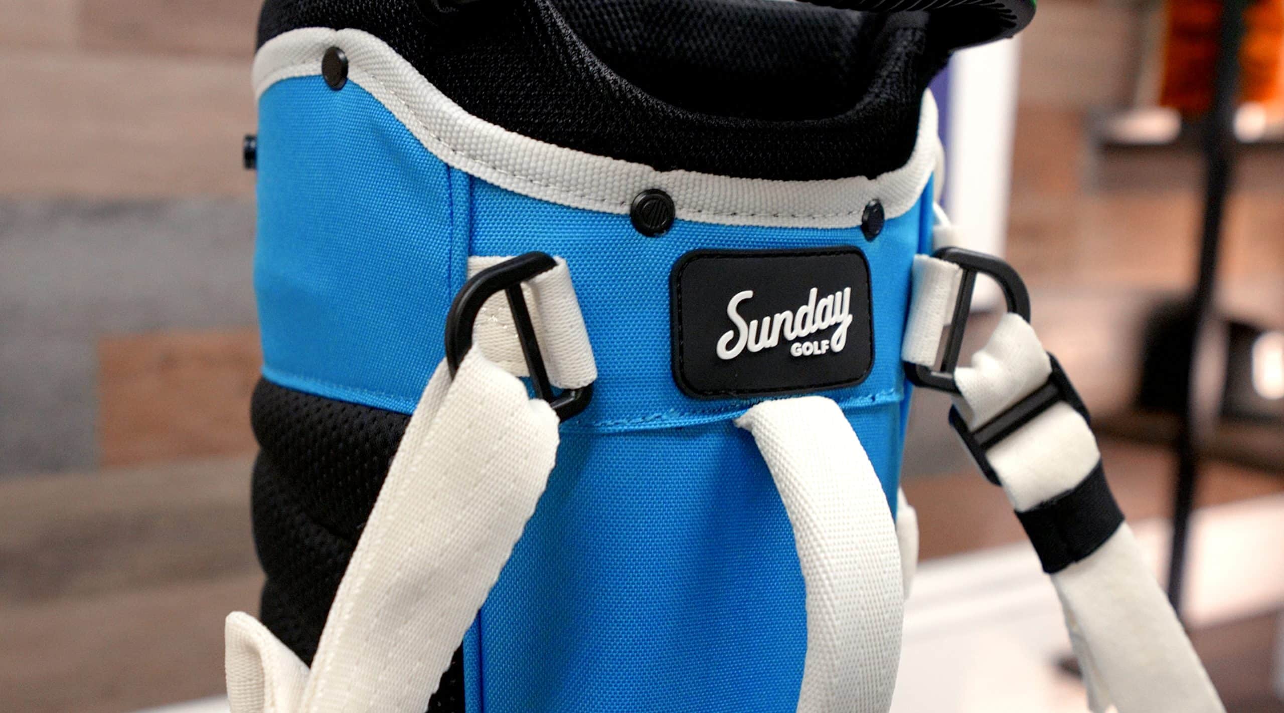 Blue Sunday Golf bag with white straps