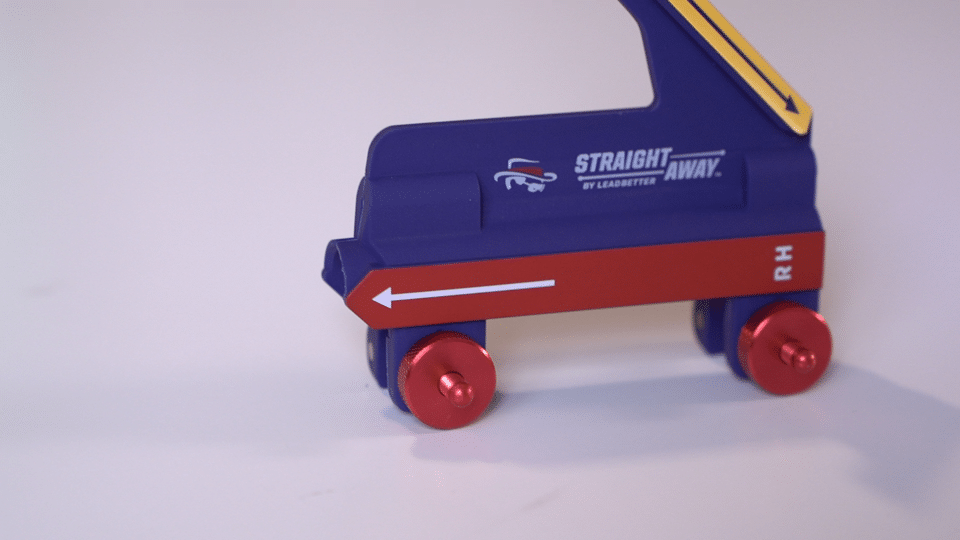 Blue and red golf swing training aid tool