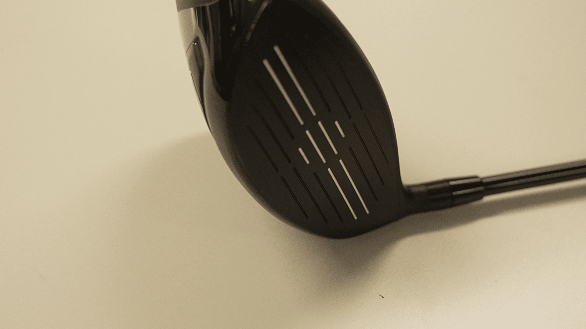Close-up of a black golf club head