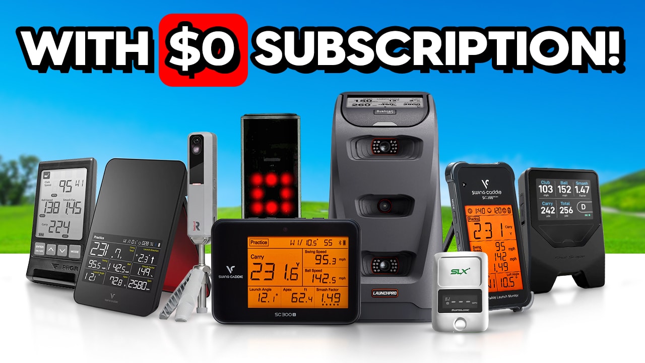 Golf launch monitors with zero subscription banner