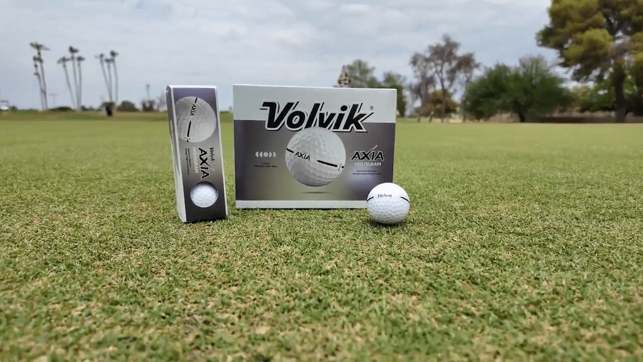 Volvik AXIA golf balls on putting green